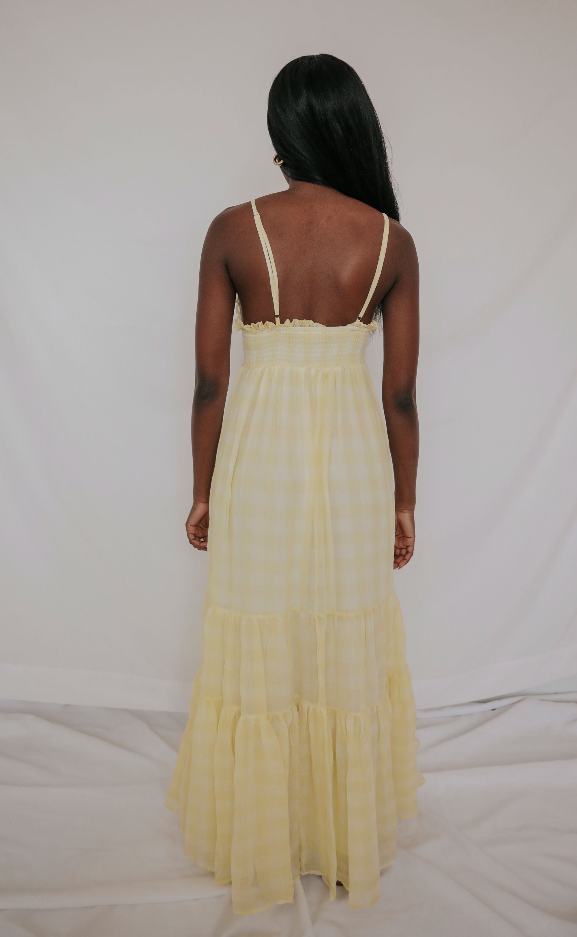 piece of me plaid maxi dress - yellow