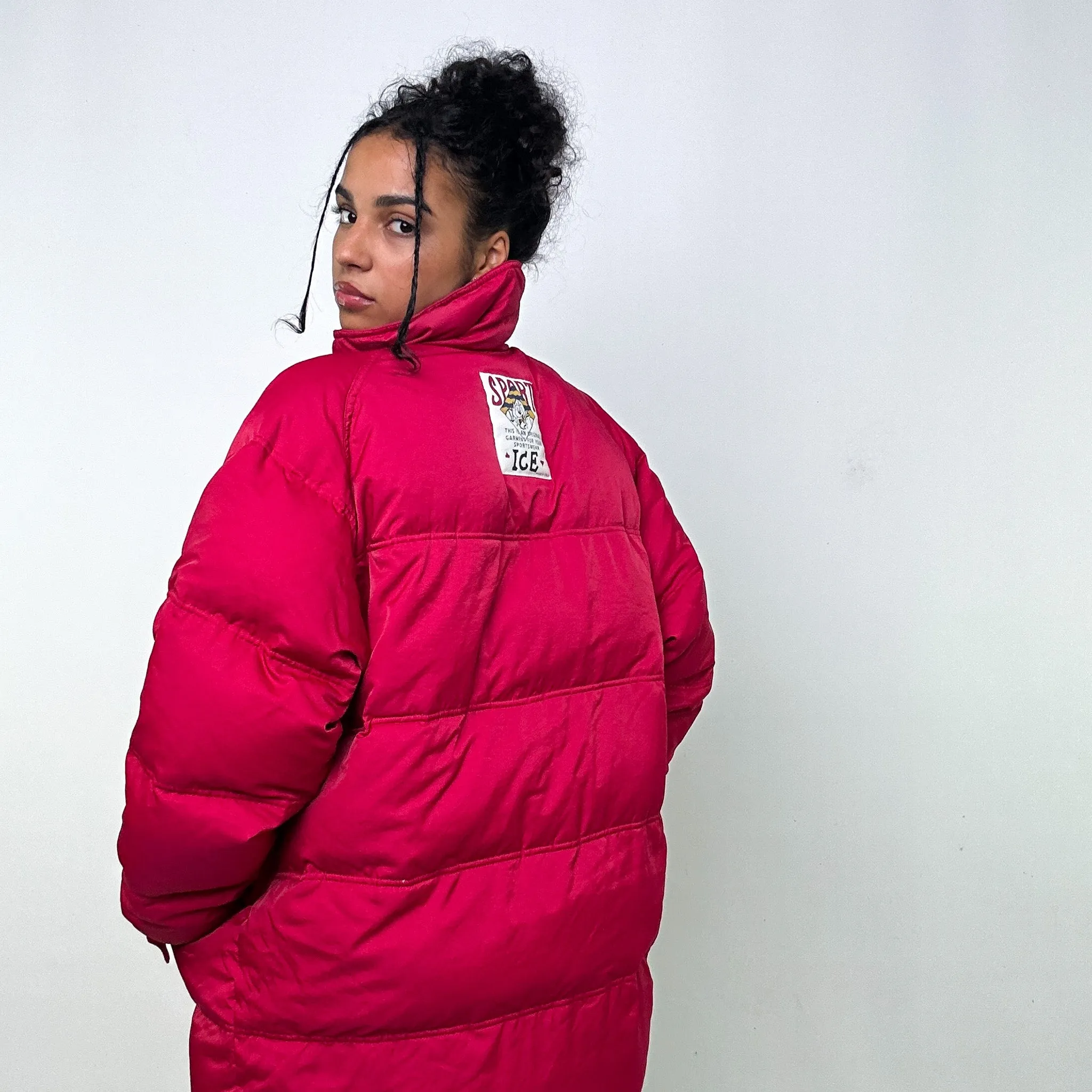 Pink 90s Iceberg Puffer Jacket Coat (XL)