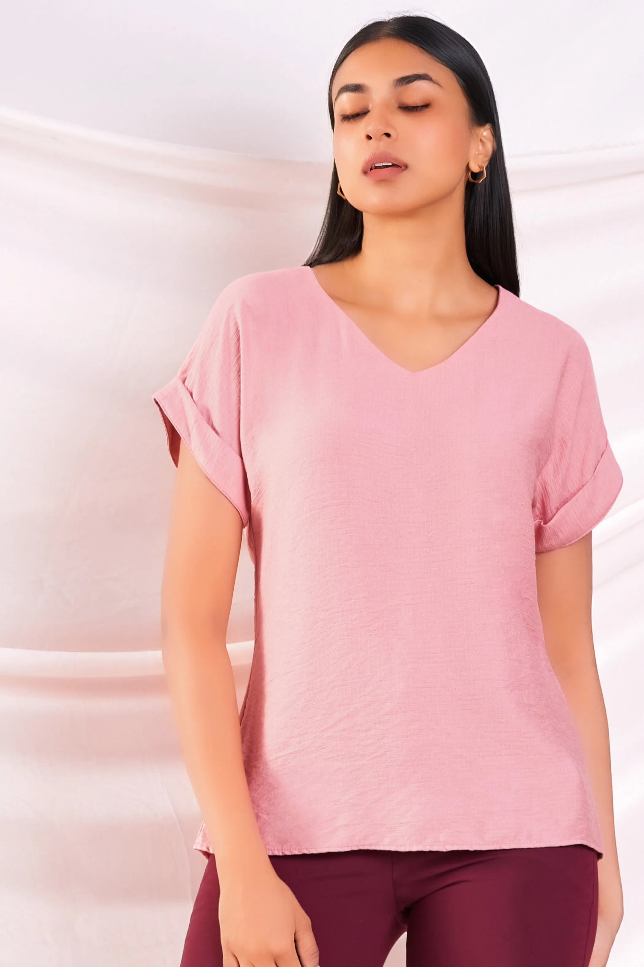 Pink Drop Sleeve Top