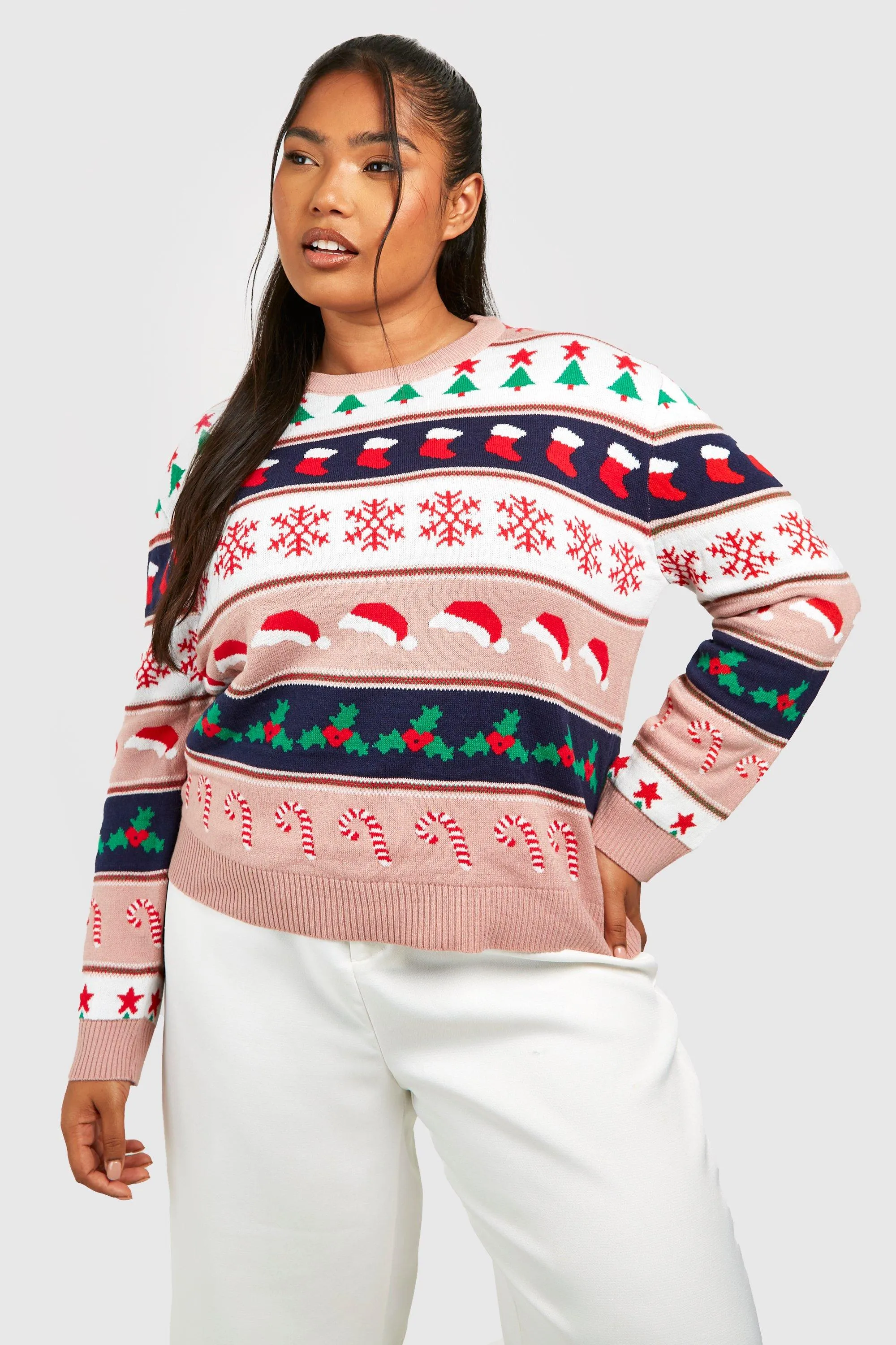 Plus Oversized Mixed Xmas Sweater