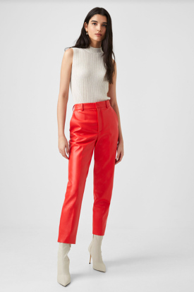 Poppy Red faux leather tapered suit pant