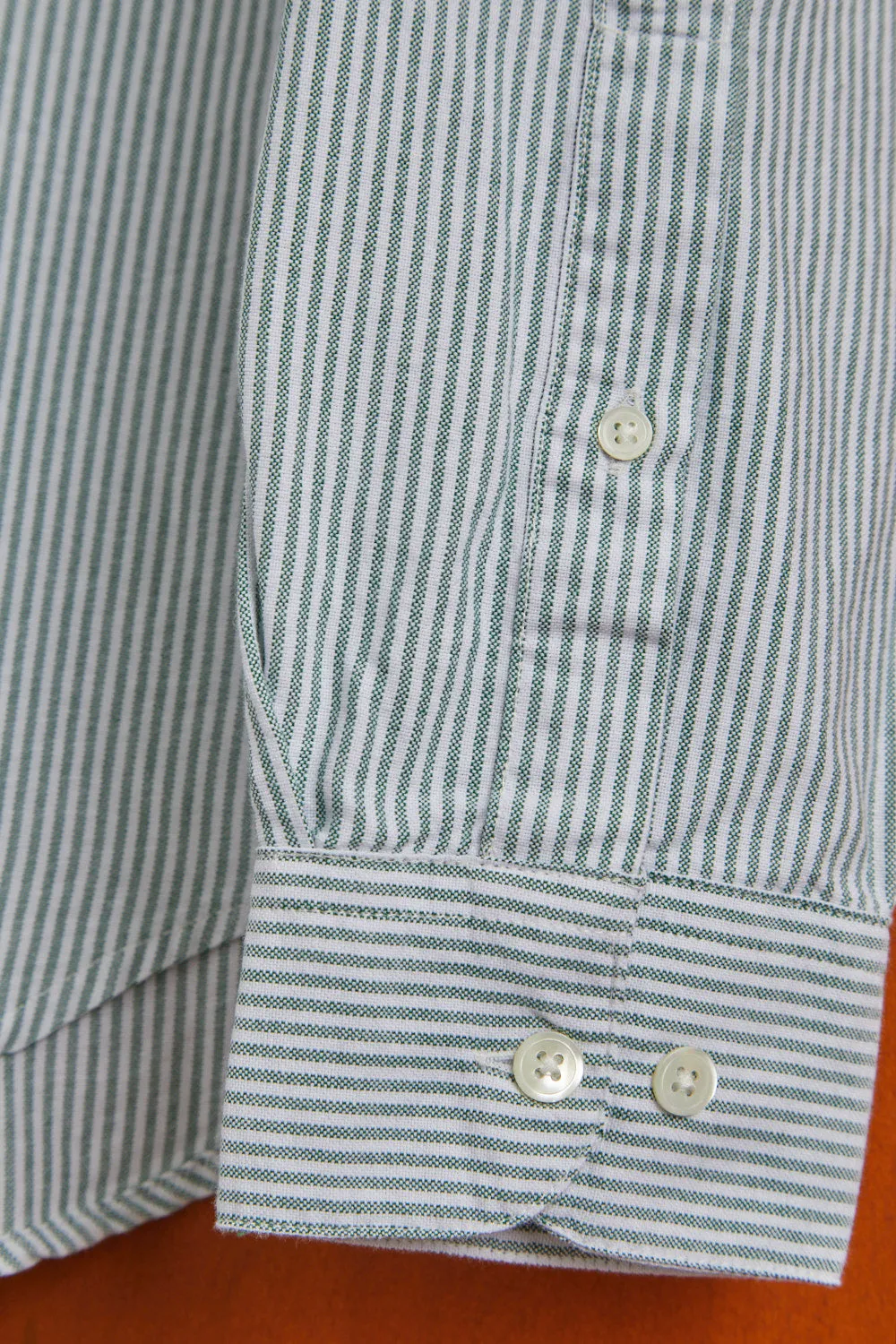 Portuguese Flannel - Belavista Green/White stripe Oxford