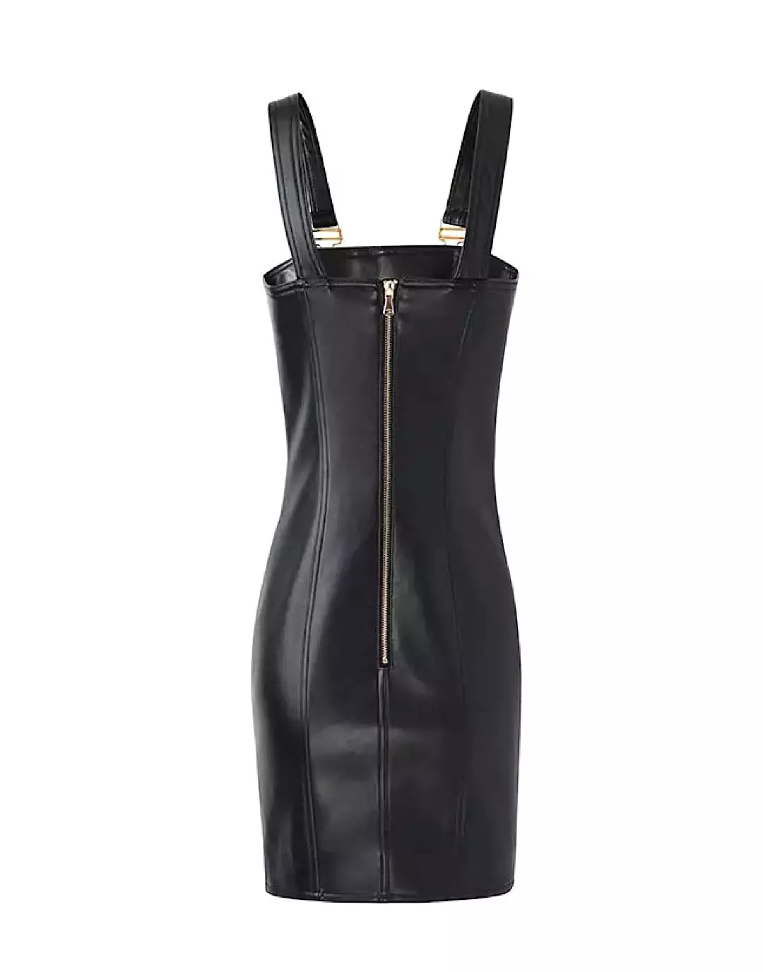 PU Leather Buckle Strap Mini Dress