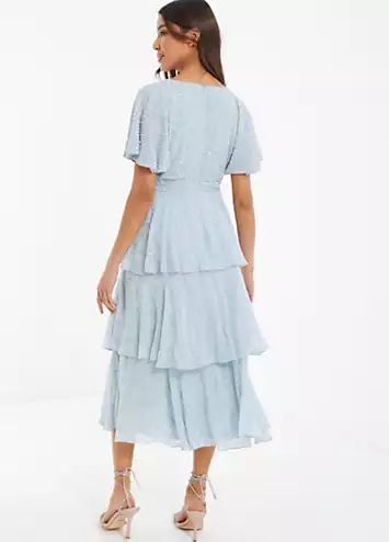 Quiz Light Blue Tiered Midaxi Dress | Grattan