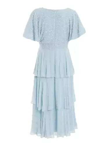 Quiz Light Blue Tiered Midaxi Dress | Grattan