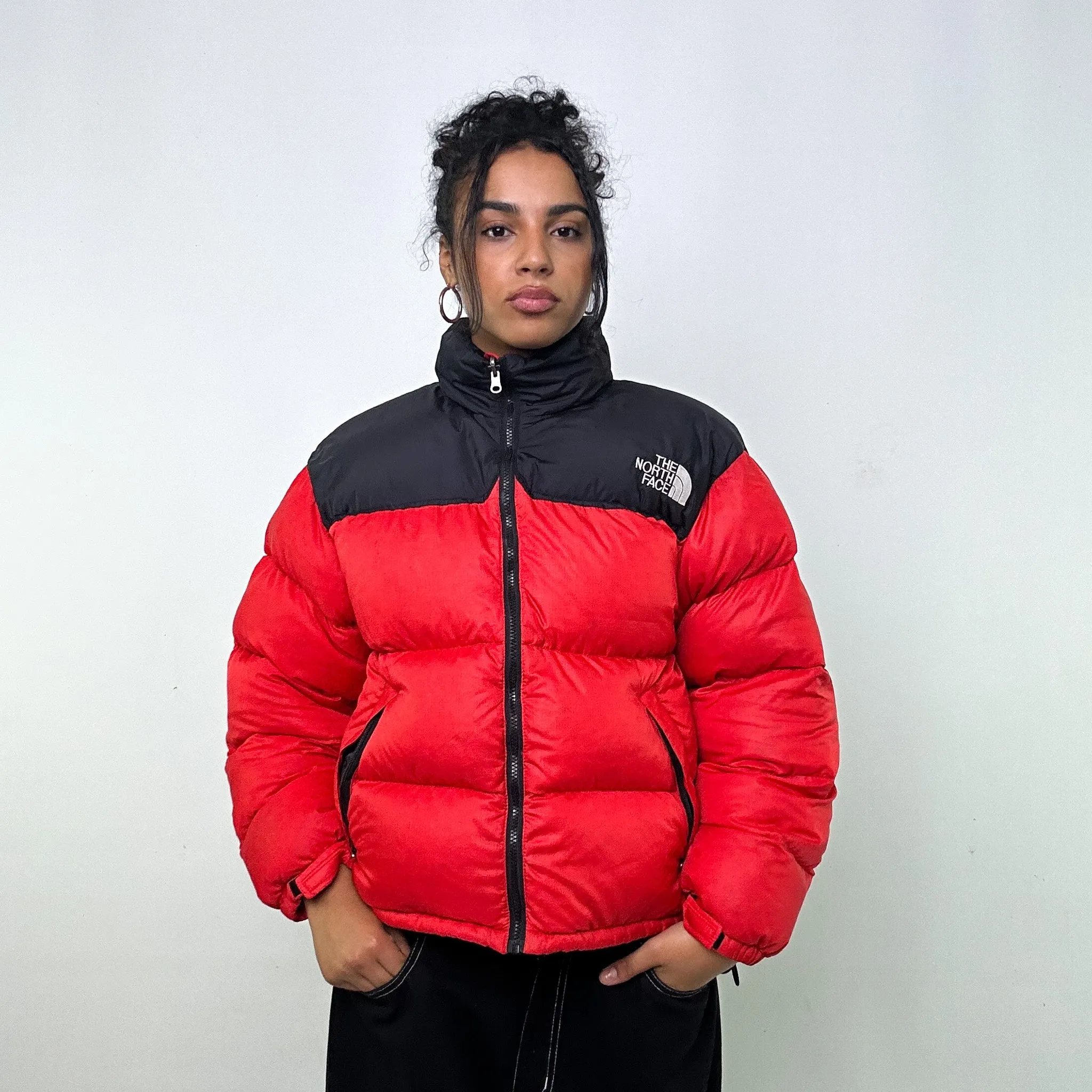 RED 90S THE NORTH FACE PUFFER JACKET COAT (