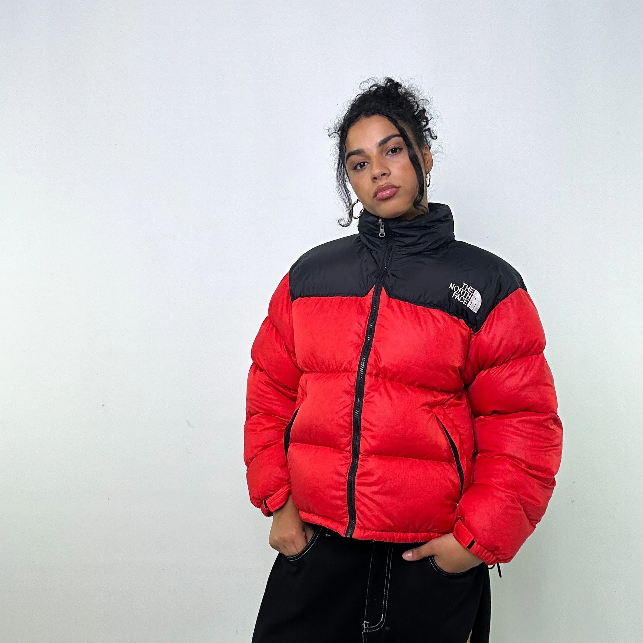 RED 90S THE NORTH FACE PUFFER JACKET COAT (