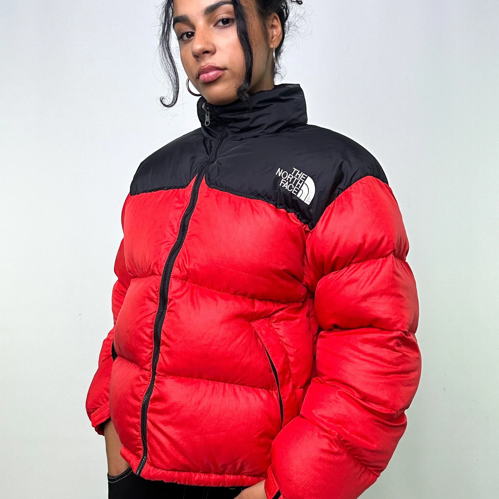 RED 90S THE NORTH FACE PUFFER JACKET COAT (