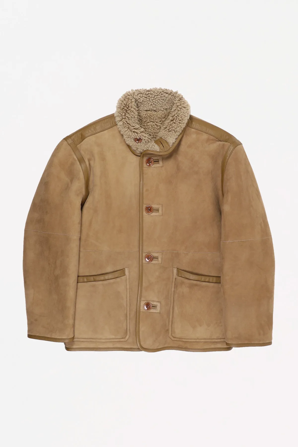 Reversible Shearling Coat - Sand Stone