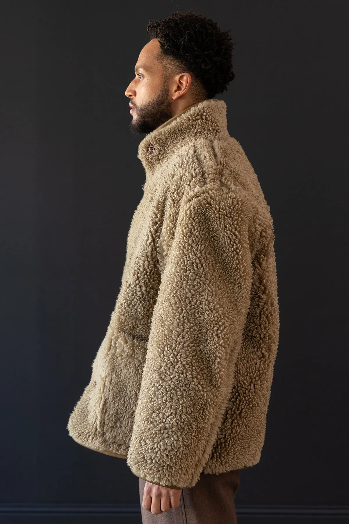 Reversible Shearling Coat - Sand Stone