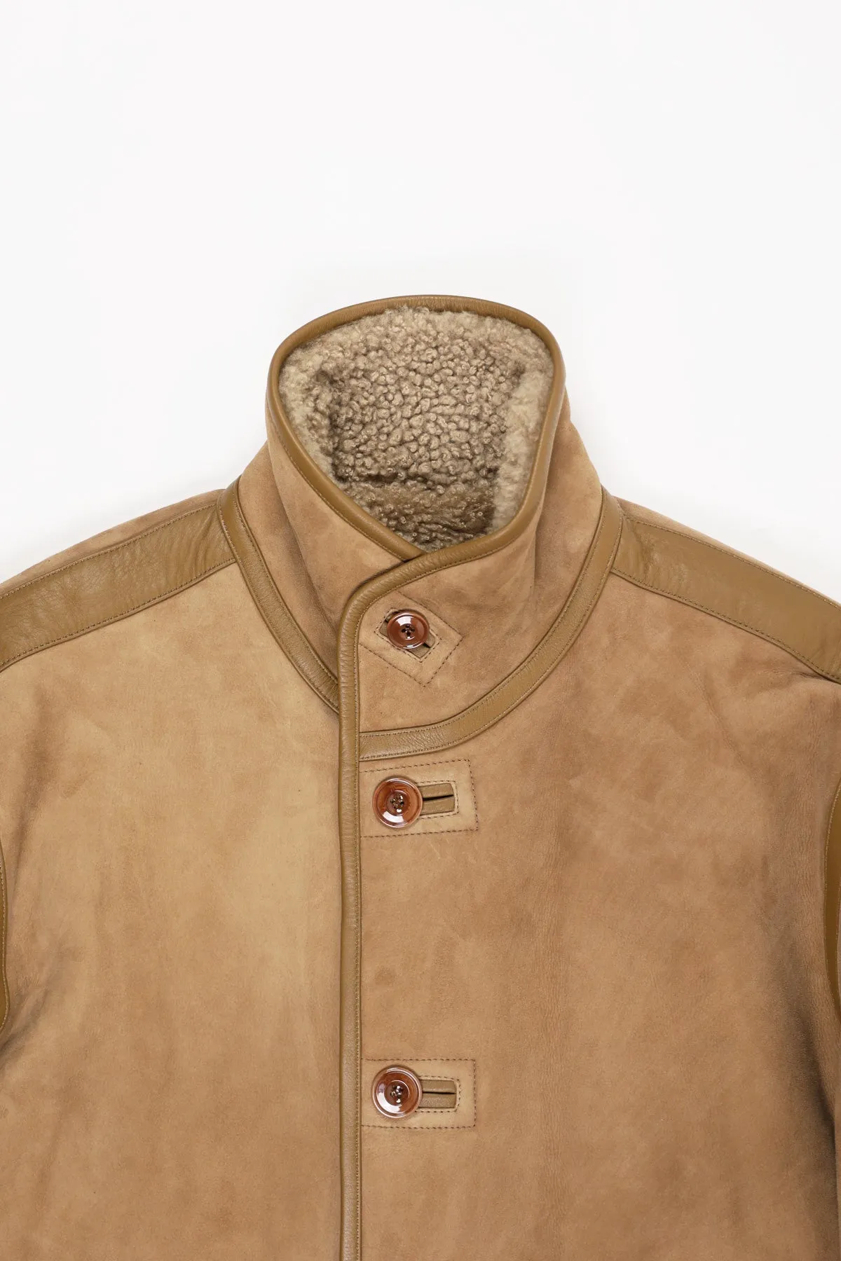 Reversible Shearling Coat - Sand Stone