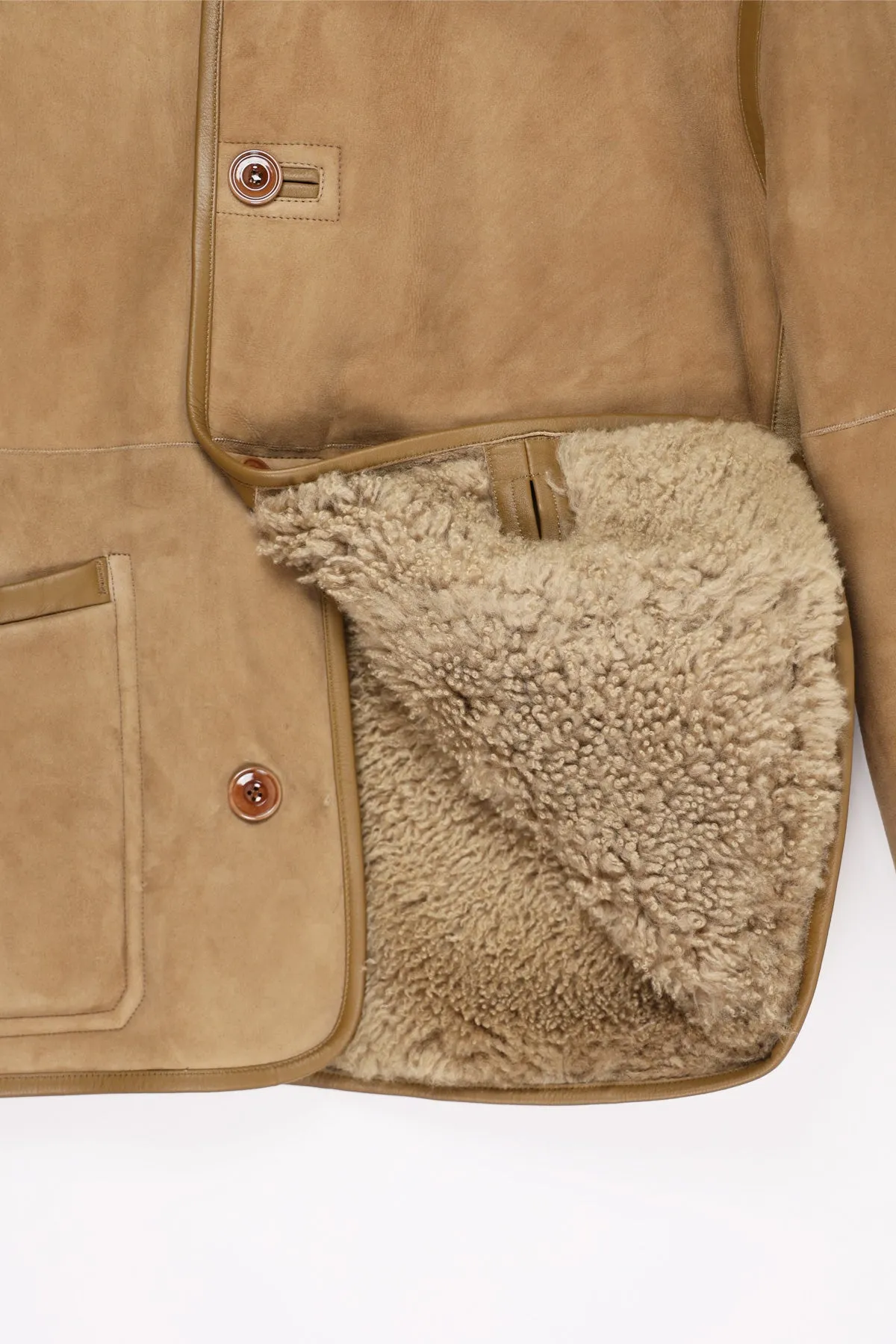 Reversible Shearling Coat - Sand Stone