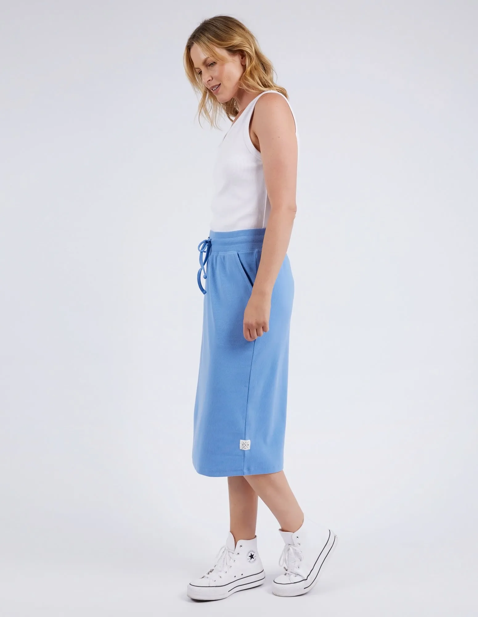 Rib Midi Skirt Cerulean Blue