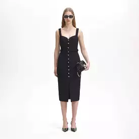 SELF-PORTRAIT Black Boucle Sweetheart Midi Dress