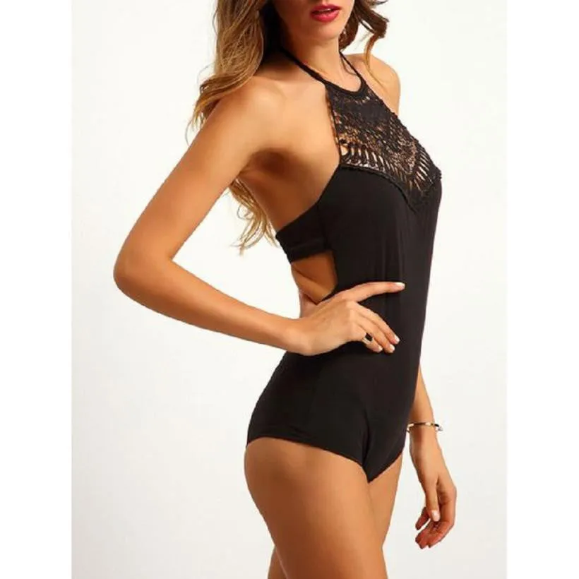 Sexy Rompers Summer Short Black Jumpsuit 2016 Women Off-Shoulder Lace Casual Playsuit Ladies Rompers Beach wear Gift#3546 SM6