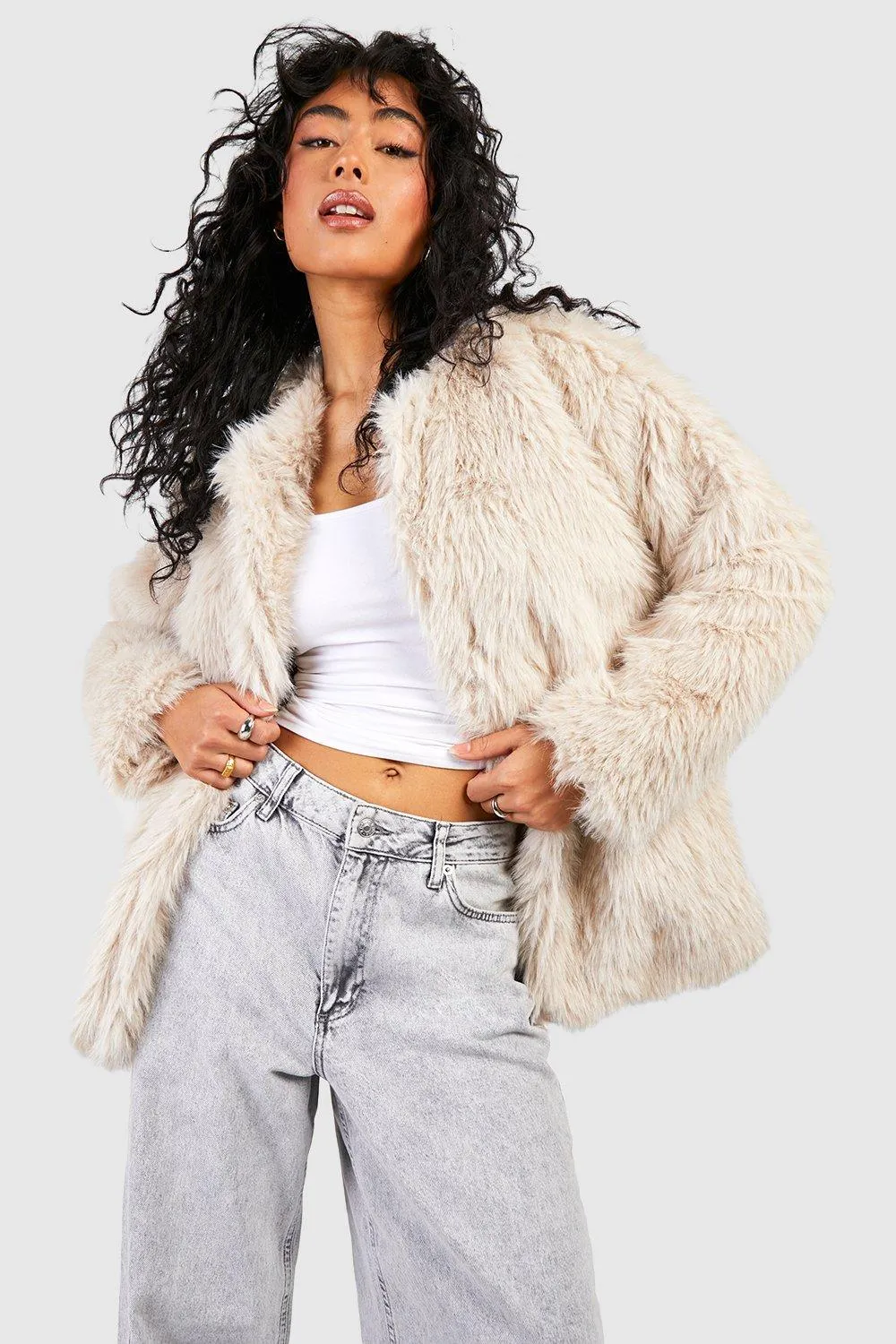 Shaggy Faux Fur Longline Coat