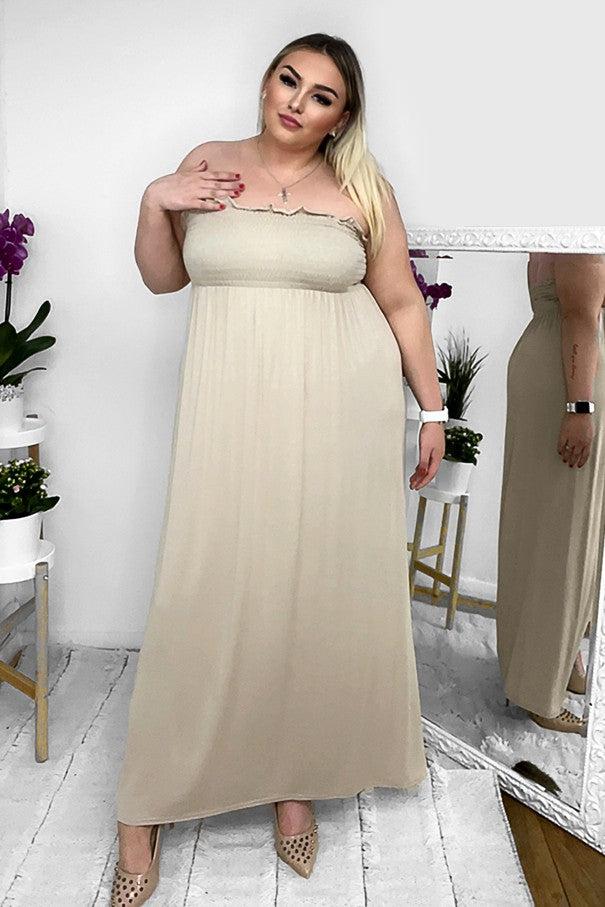 Shirred Bust Jersey Boobtube Maxi Dress