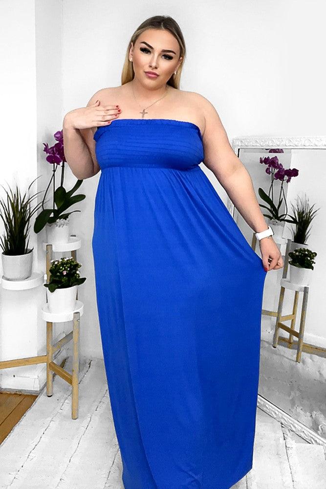 Shirred Bust Jersey Boobtube Maxi Dress