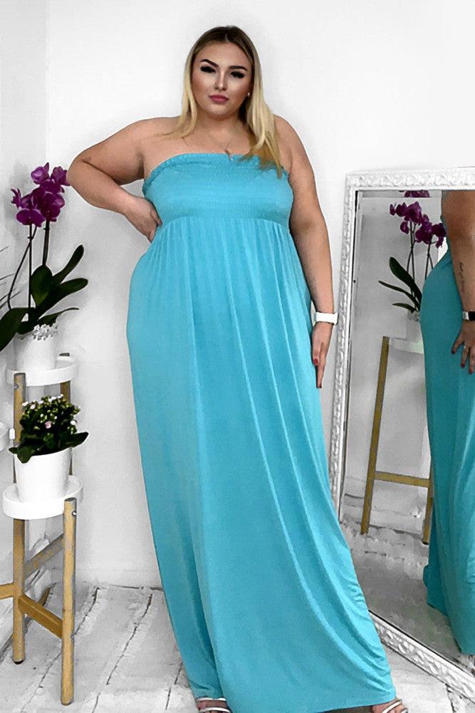 Shirred Bust Jersey Boobtube Maxi Dress