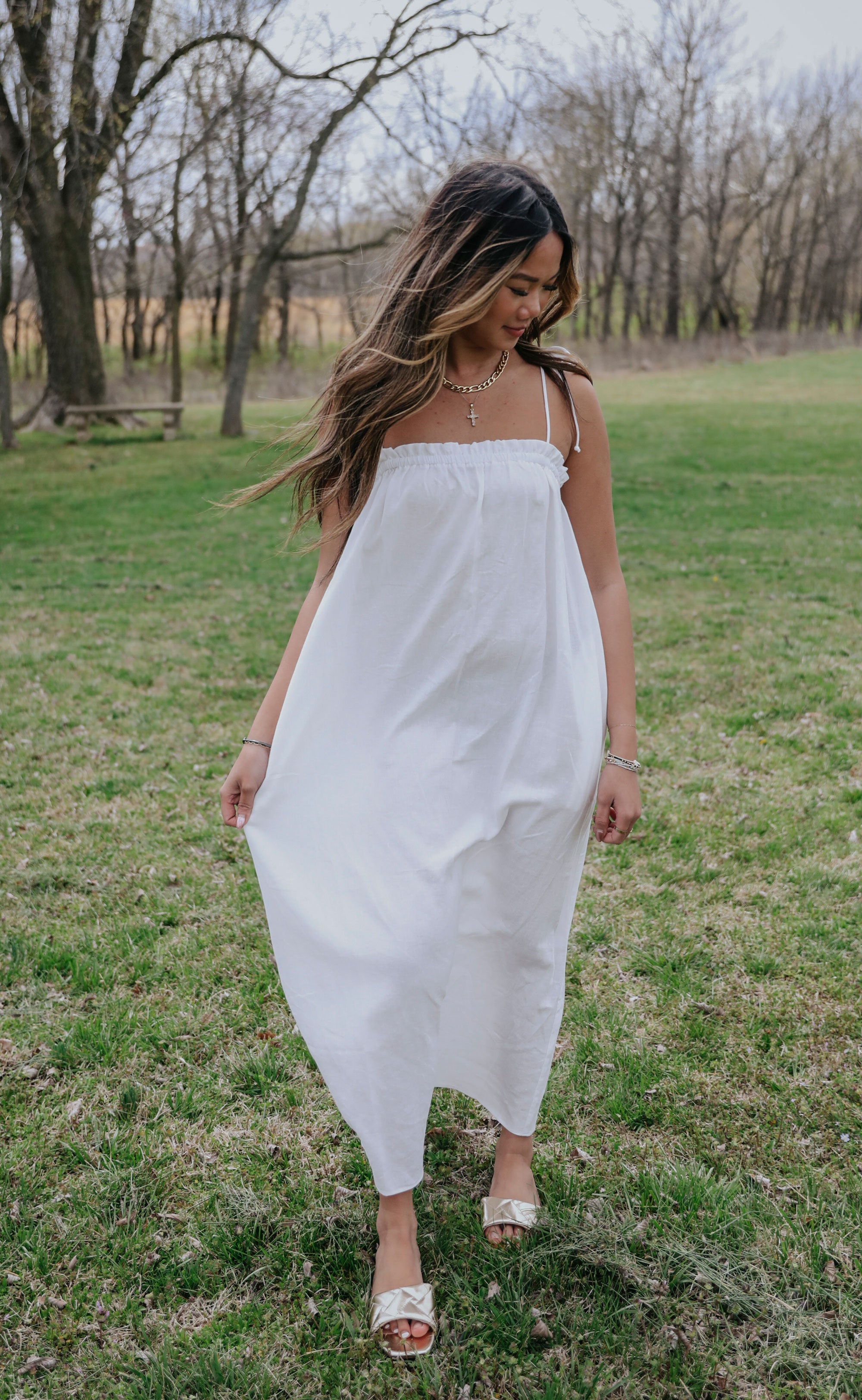 show me your mumu: angel maxi dress - white linen