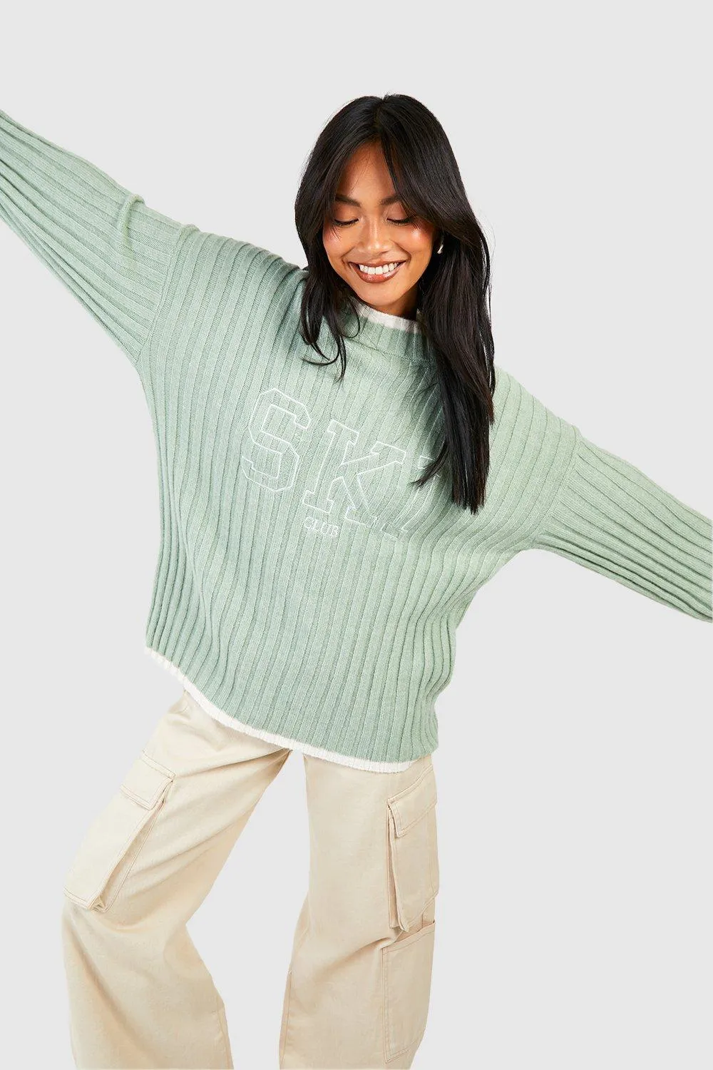 Ski Club Soft Rib Knit Oversized Sweater