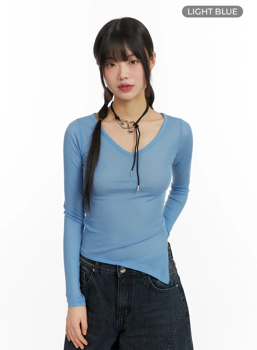 Slit V-Neck Slim Fit Tee CF422