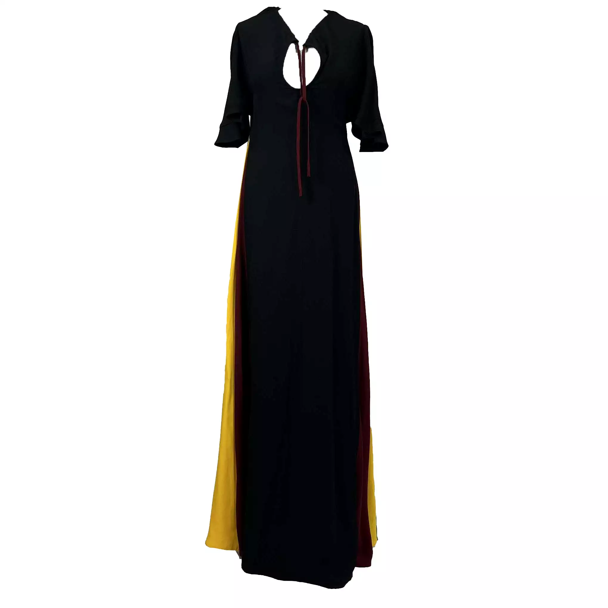 Staud Black Crepe Maxi Dress with Coloured Inset Panels XS