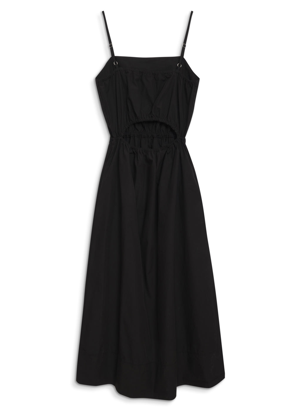 Structured Poplin Open Back Midi dress in Black