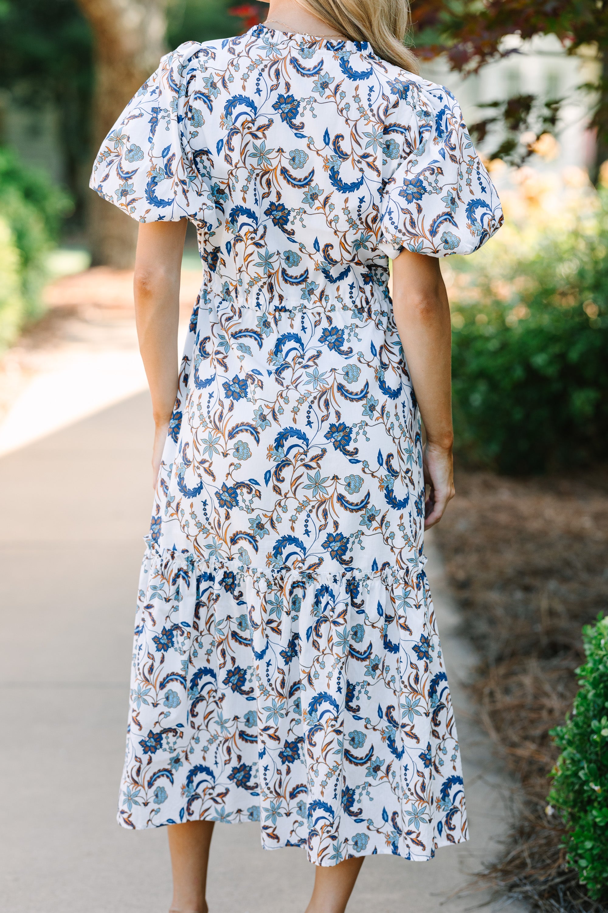 Sugarlips: It's A Match Off White Floral Midi Dress