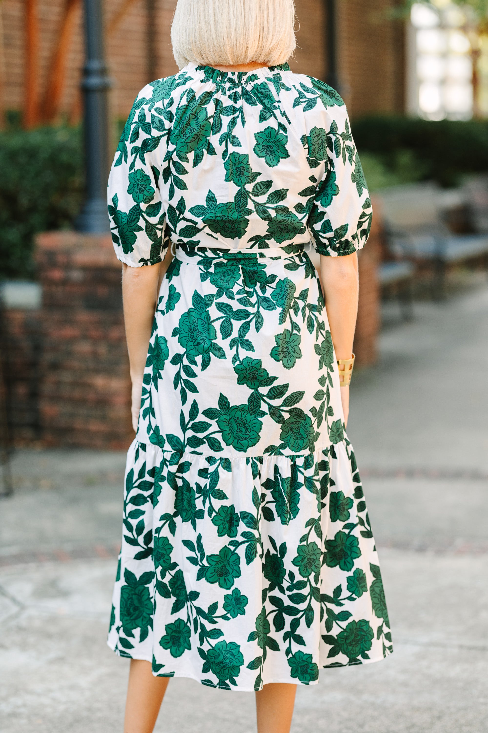 Sugarlips: Step Out Forest Green Floral Midi Dress