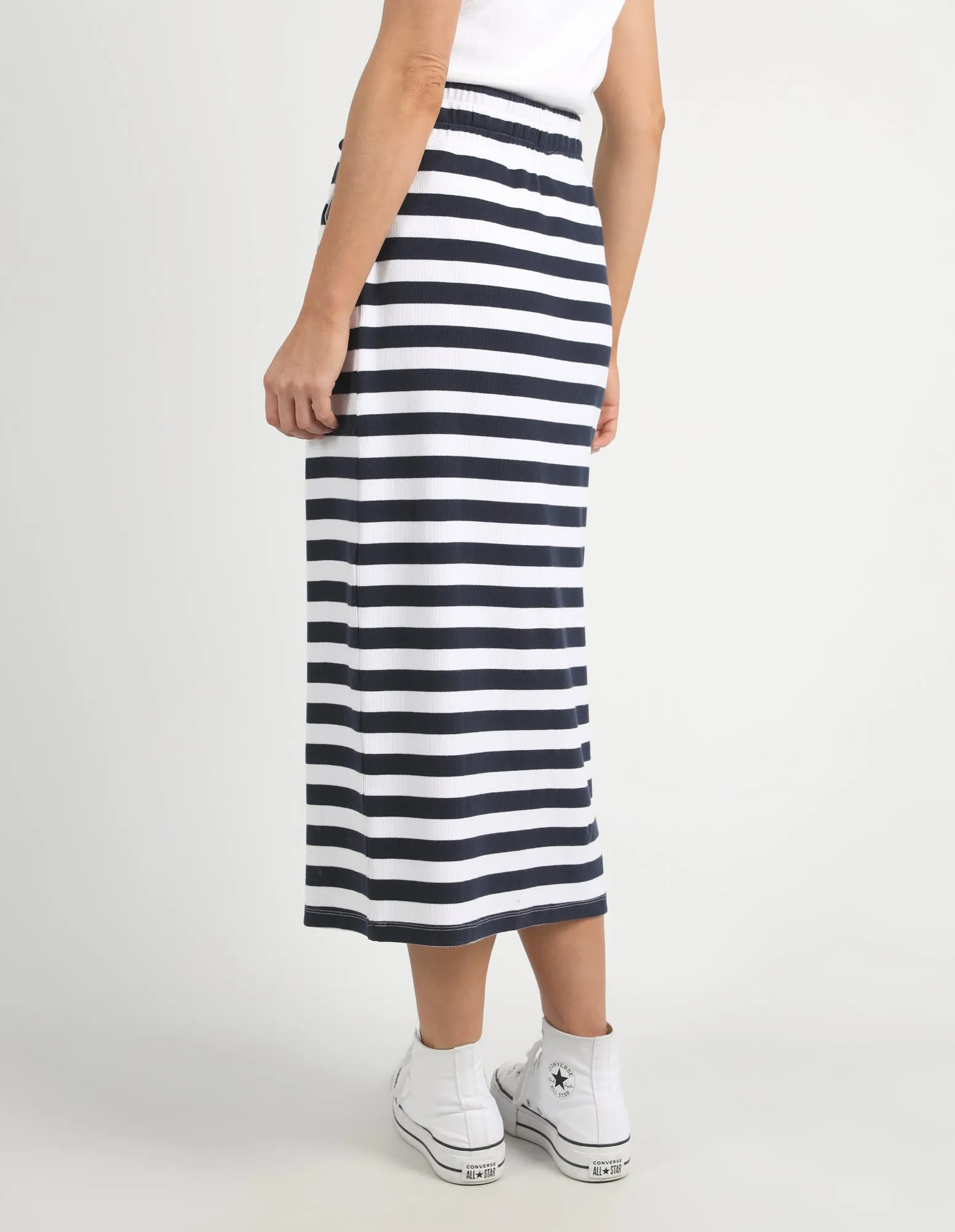 Sunset Stripe Skirt Navy