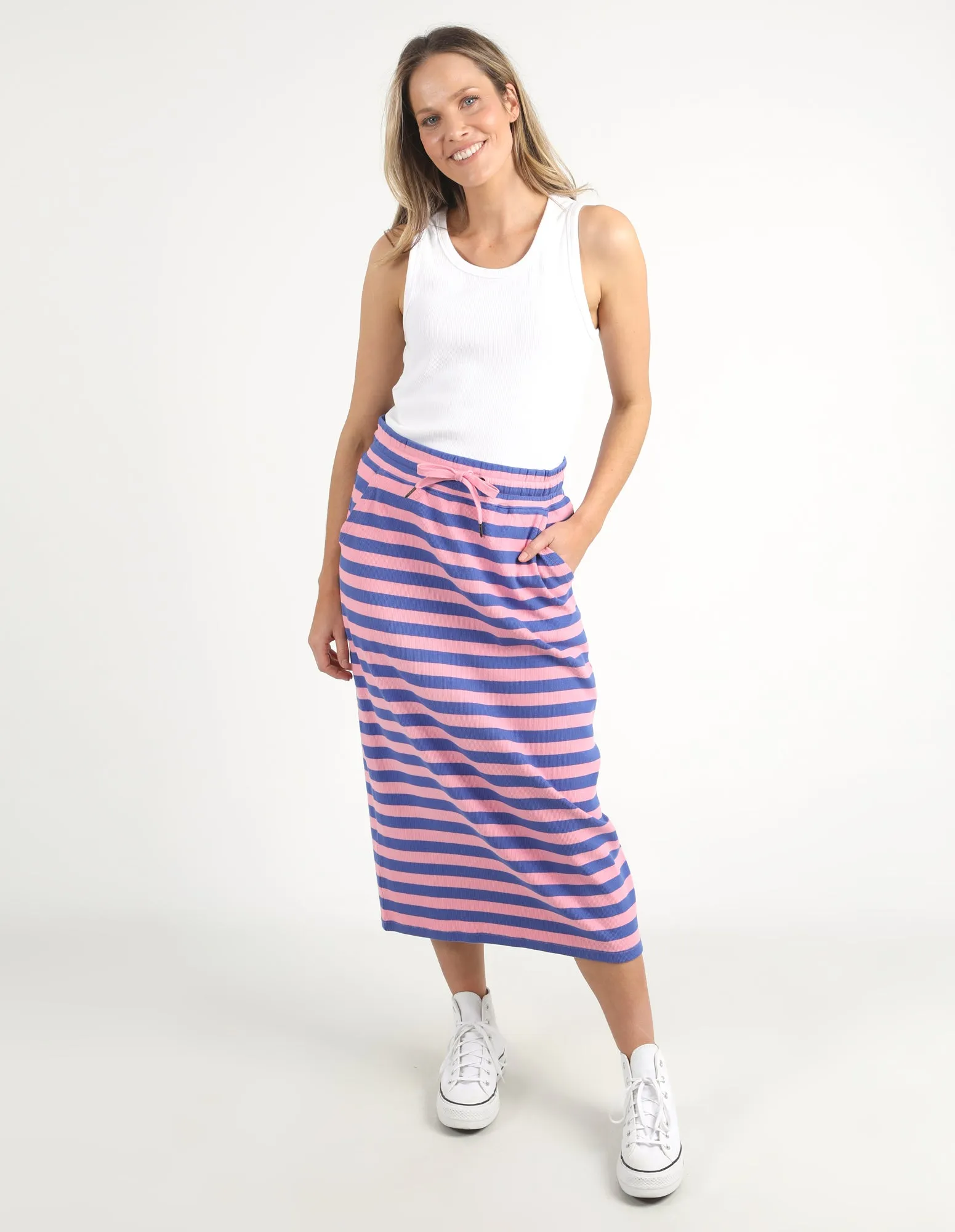 Sunset Stripe Skirt Strawberry Pink