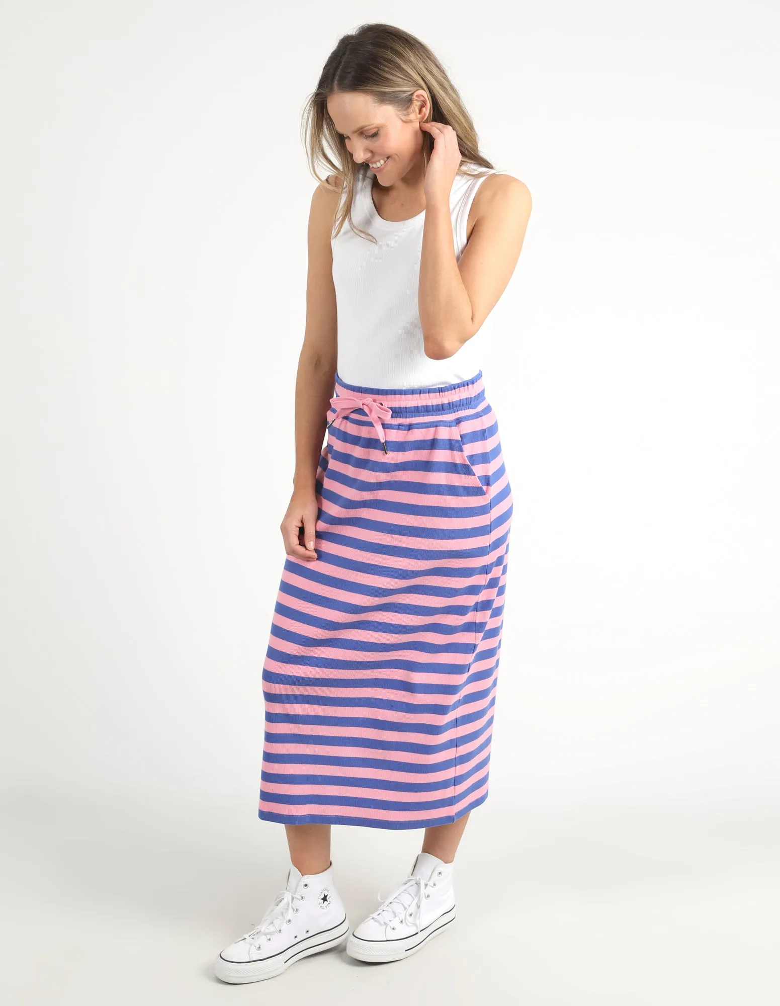 Sunset Stripe Skirt Strawberry Pink