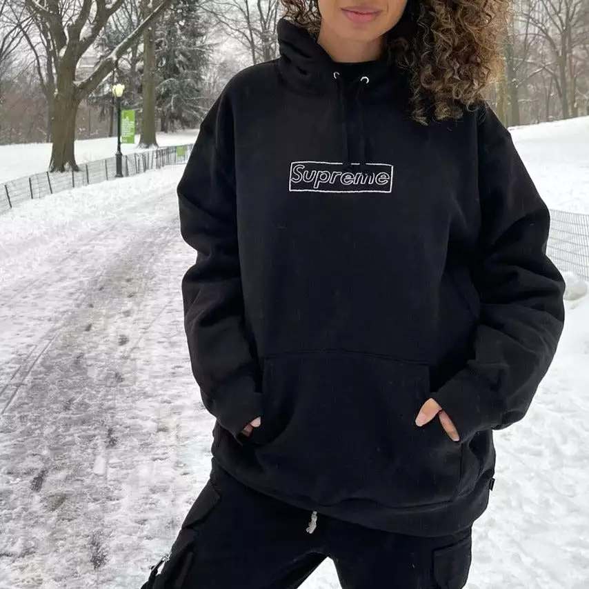 SUPREME X KAWS Chalk Box Logo Hoodie Black