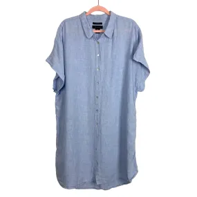 Tahari Light Blue 100% Linen Button Up Shirt Dress- Size 2X (see notes)