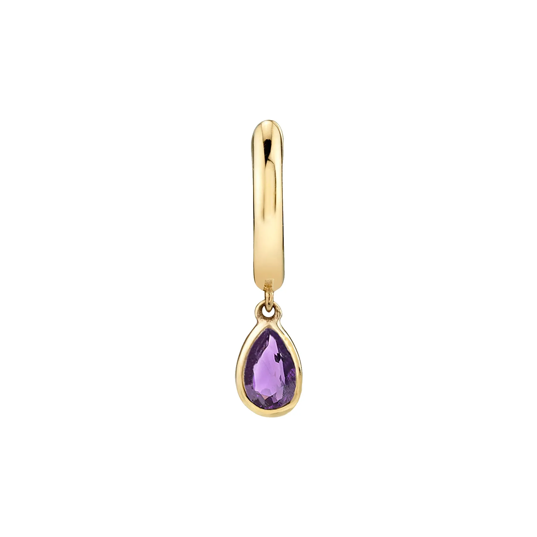 Teardrop Slim Hoop - Amethyst / 14k Yellow Gold