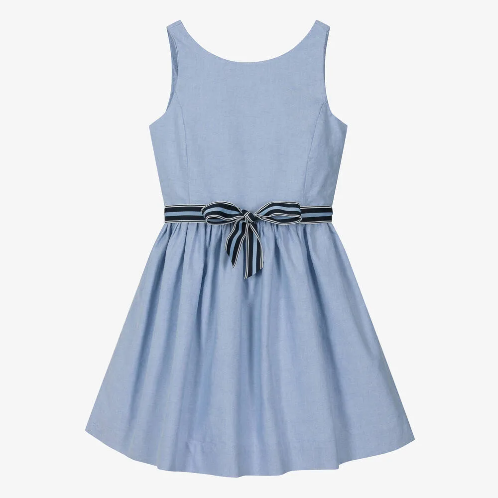 Teen Girls Light Blue Oxford Cotton Dress