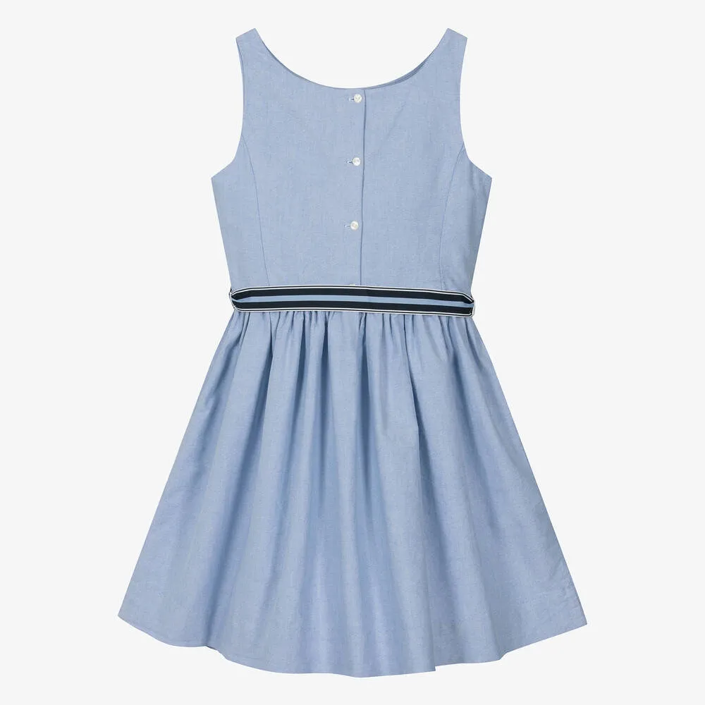 Teen Girls Light Blue Oxford Cotton Dress