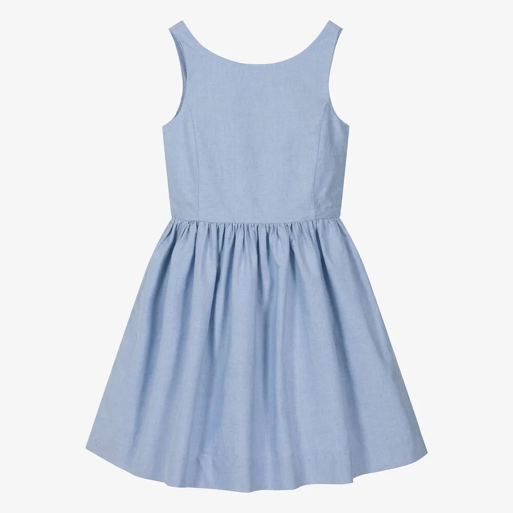 Teen Girls Light Blue Oxford Cotton Dress