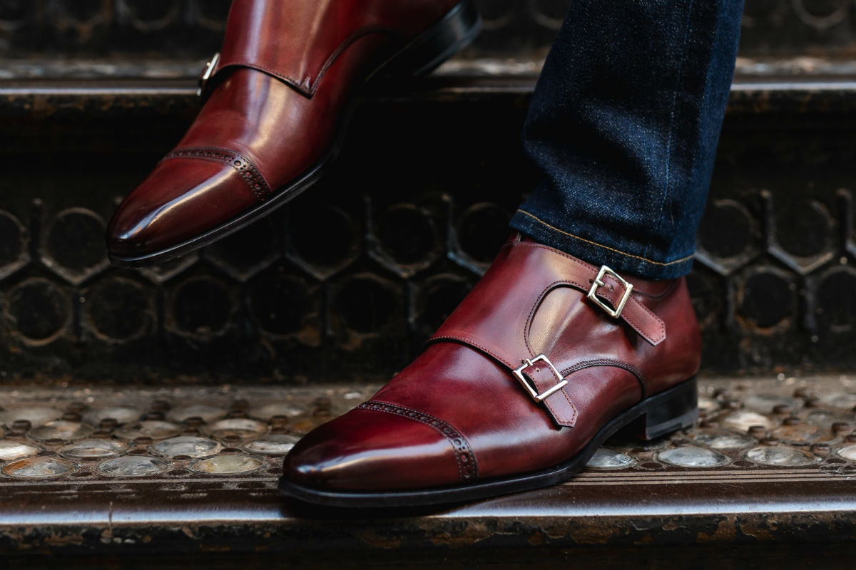 The Heston Double Monk Strap Boot - Oxblood