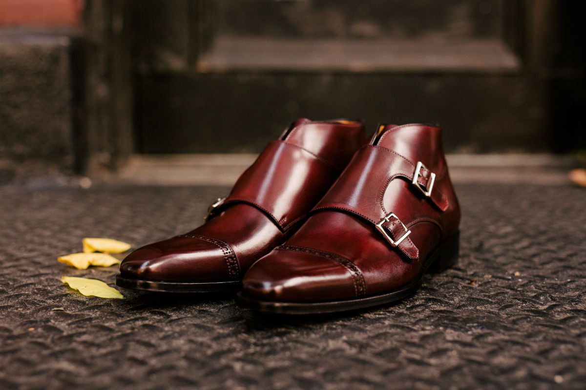 The Heston Double Monk Strap Boot - Oxblood