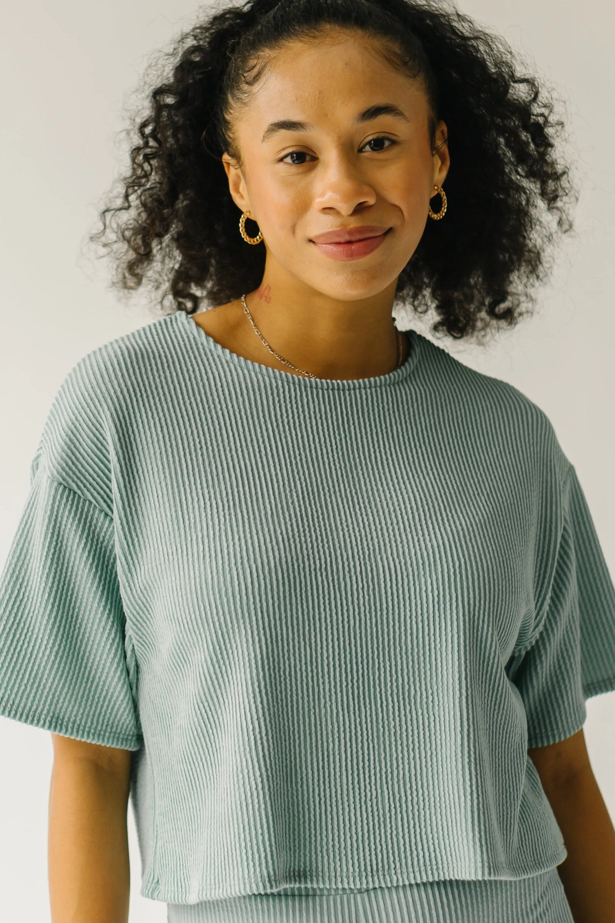 The Kelce Ribbed Blouse in Sage