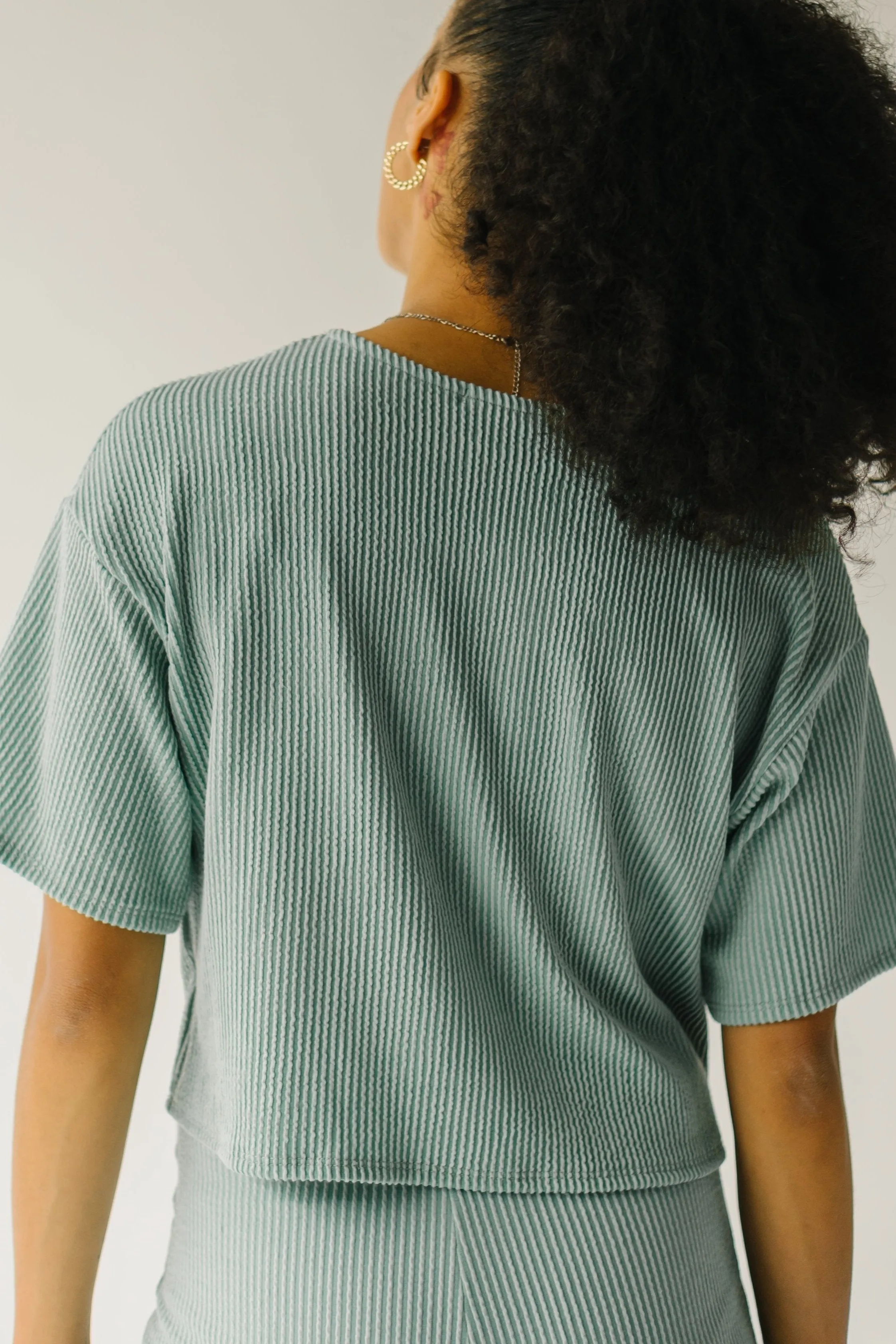 The Kelce Ribbed Blouse in Sage