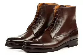 The Presley Lace-Up Boot - Chocolate - Rubber Sole