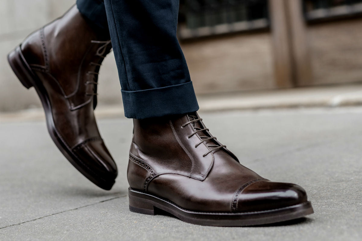 The Presley Lace-Up Boot - Chocolate - Rubber Sole