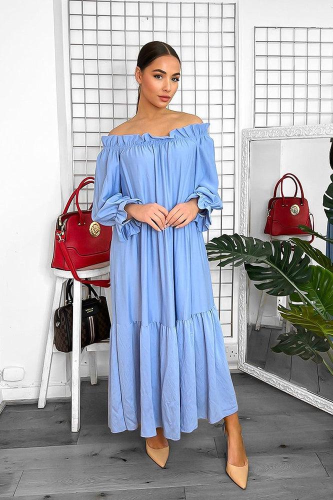 Tiered Off Shoulder Maxi Dress