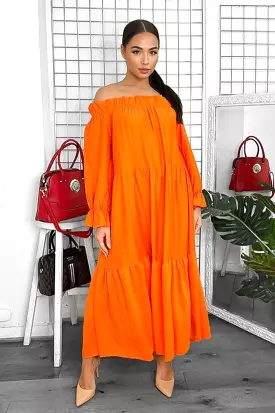 Tiered Off Shoulder Maxi Dress