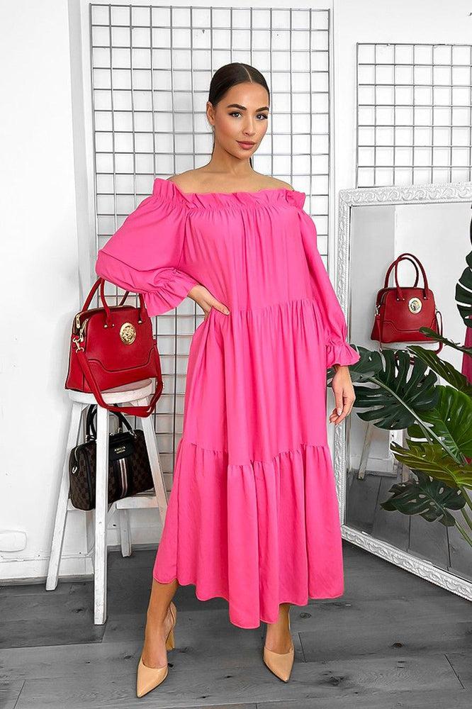 Tiered Off Shoulder Maxi Dress