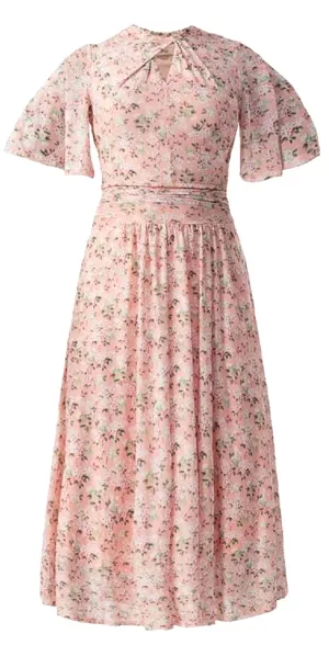 Tina Floral Midi Dress Apricot