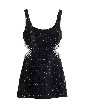 Tweed Cutout Pearl Mini Dress